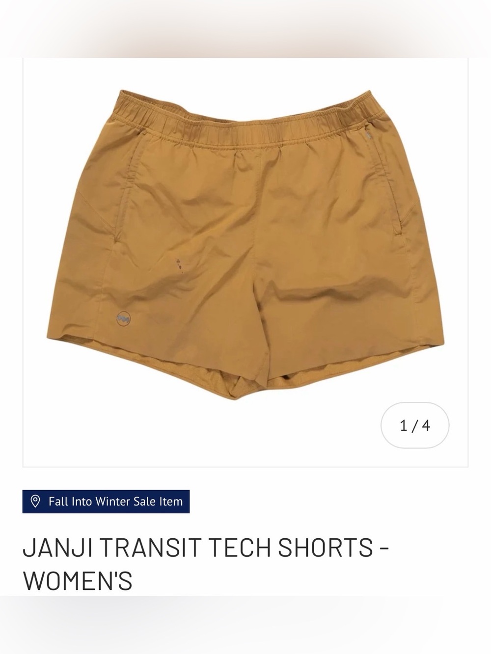 Janji Women's Transit Tech Shorts — Mustard Gold
